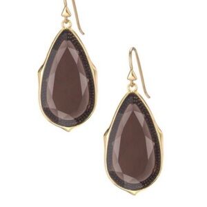 Stella & Dot Gold and Brown Quartz Teardrop Earrings